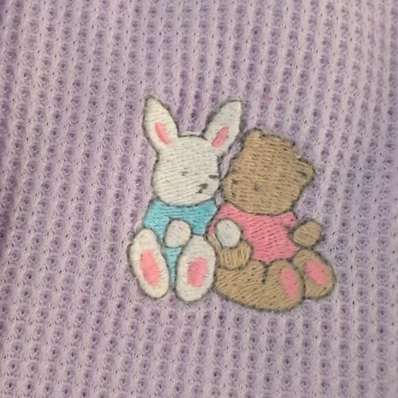 Carter's Girls Vintage Pastel Purple Thermal Embroidered Bunny Bear Jacket - Picture 2 of 7